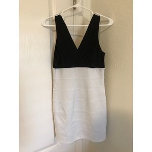 Black and White V Neck Dress